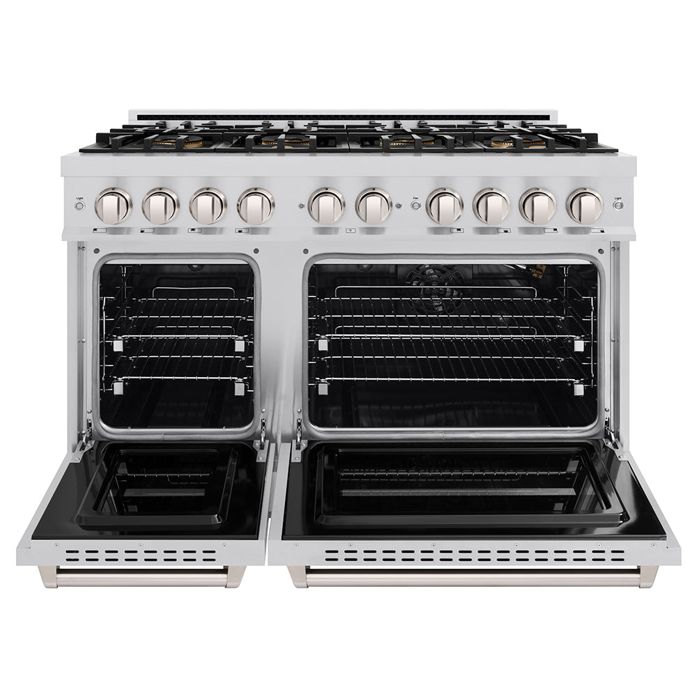 ZLINE 48 in. 6.7 cu. ft. Classic Gas Range with 8 Burner DuoPro™ Cooktop and Dual Ovens in Stainless Steel, Open Box-Great Condition