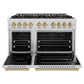 ZLINE Autograph Edition 48 in. 6.7 cu. ft. Classic Gas Range with 8 Burner DuoPro™ Cooktop and Dual Ovens in Stainless Steel and Champagne Bronze Accents, Open Box-Great Condition