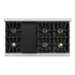 ZLINE Autograph Edition 48 in. 6.7 cu. ft. Classic Gas Range with 8 Burner DuoPro™ Cooktop and Dual Ovens in Stainless Steel and Champagne Bronze Accents, Open Box-Great Condition
