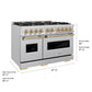 ZLINE Autograph Edition 48 in. 6.7 cu. ft. Classic Gas Range with 8 Burner DuoPro™ Cooktop and Dual Ovens in Stainless Steel and Champagne Bronze Accents, Open Box-Great Condition