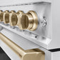 ZLINE Autograph Edition 48 in. 6.7 cu. ft. Classic Gas Range with 8 Burner DuoPro™ Cooktop and Dual Ovens in Stainless Steel and Champagne Bronze Accents, Open Box-Great Condition