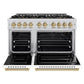 ZLINE Autograph Edition 48 in. 6.7 cu. ft. Classic Gas Range with 8 Burner DuoPro™ Cooktop and Dual Ovens with White Matte Doors and Champagne Bronze Accents, Open Box-Great Condition