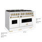 ZLINE Autograph Edition 48 in. 6.7 cu. ft. Classic Gas Range with 8 Burner DuoPro™ Cooktop and Dual Ovens with White Matte Doors and Champagne Bronze Accents, Open Box-Great Condition