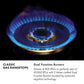 Classic Gas Rangetops Infographic. Dual Function Burners. Text: Simmer at 800 BTUs or perfectly sear at 20,000 BTUs with 2 Italian-crafted Dual Function Burners boosted by automatic reignition technology.
