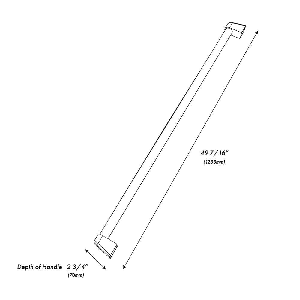 ZLINE Column Refrigeration Helix Handle (Set of 1) in Stainless Steel (RCHZ-K-ST) dimensional diagram.