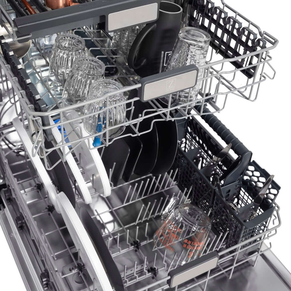 ZLINE 24 in. Monument Series 3rd Rack Top Touch Control Dishwasher with Stainless Steel Tub, 45dBa, Open Box-Excellent Condition