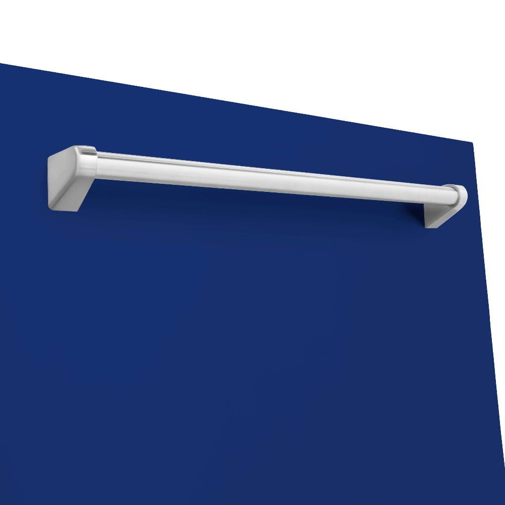 ZLINE 24 in. Monument Dishwasher with Blue Gloss Panel (DWMT-BG-24) Handle Detail Close Up