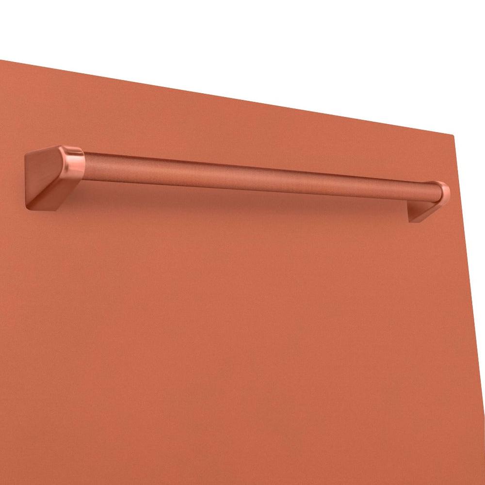 ZLINE 24 in. Monument Dishwasher with Copper Panel (DWMT-C-24) Copper Handle Close Up