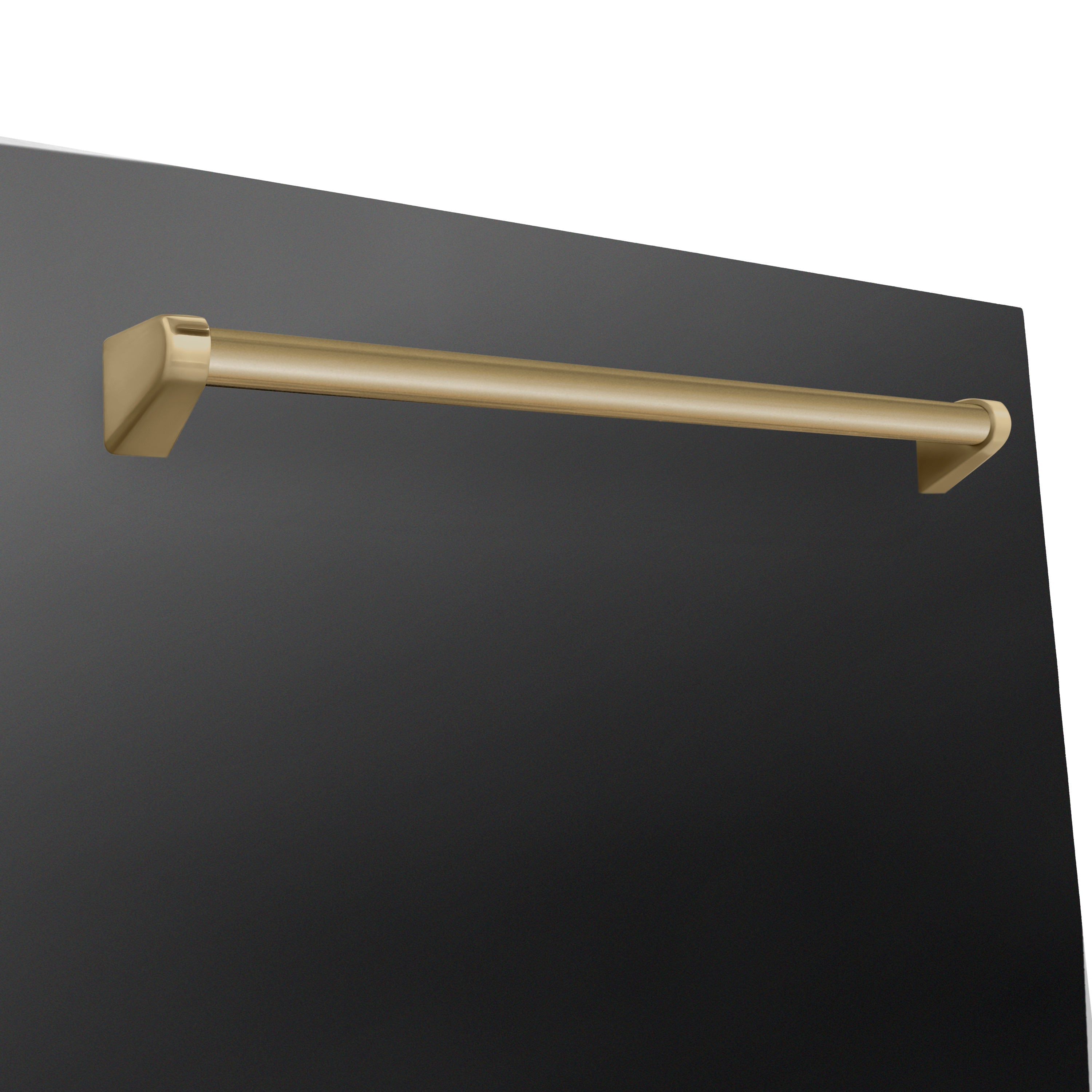 Champagne Bronze handle on ZLINE Autograph Edition 24" Dishwasher with Black Stainless panel.