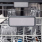 ZLINE Autograph Edition 24 in. Monument Series 3rd Rack Top Touch Control Tall Tub Dishwasher in White Matte with Polished Gold Handle, 45dBa (DWMTZ-WM-24-G) ZLINE logo on dish rack.