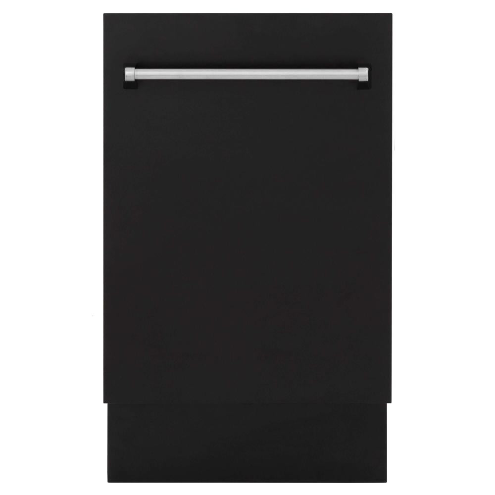 ZLINE 18 in. Tallac Series 3rd Rack Top Control Built-In Dishwasher in Black Matte with Stainless Steel Tub, 51dBa (DWV-BLM-18) 