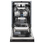 ZLINE 18 in. Tallac Series 3rd Rack Top Control Built-In Dishwasher in Black Matte with Stainless Steel Tub, 51dBa (DWV-BLM-18) front, open.