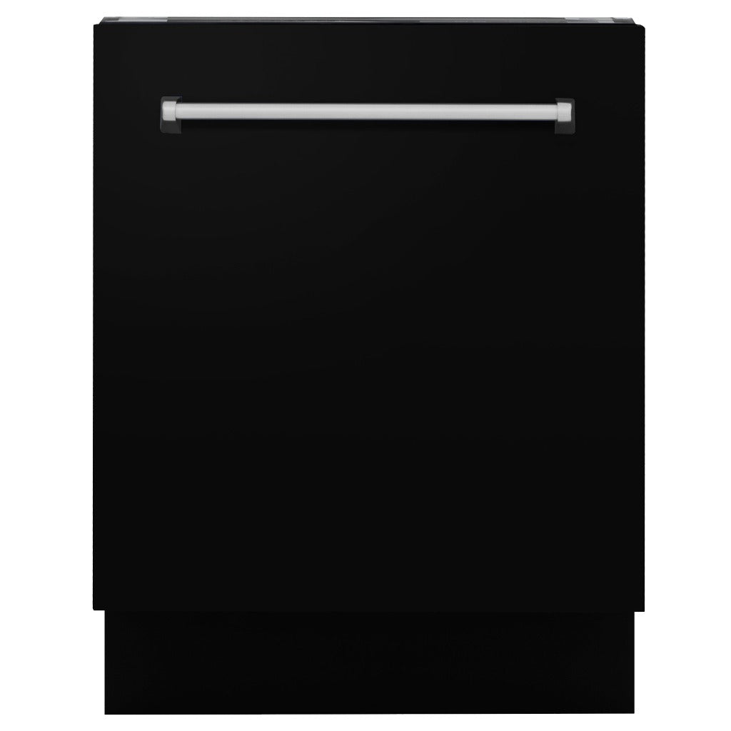 ZLINE 24 in. Tallac Series 3rd Rack Tall Tub Dishwasher in Black Matte with Stainless Steel Tub, 51dBa (DWV-BLM-24) 