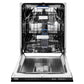 ZLINE 24 in. Tallac Series 3rd Rack Tall Tub Dishwasher in Black Matte with Stainless Steel Tub, 51dBa (DWV-BLM-24) front, open.