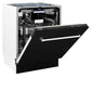 ZLINE 24 in. Tallac Series 3rd Rack Tall Tub Dishwasher in Black Matte with Stainless Steel Tub, 51dBa (DWV-BLM-24) side, half open.