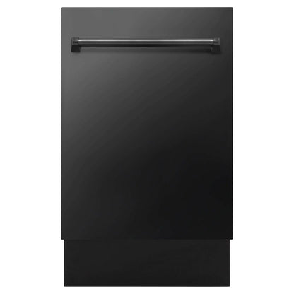 ZLINE 18 in. Tallac Series 3rd Rack Top Control Built-In Dishwasher in Black Stainless Steel with Stainless Steel Tub, 51dBa (DWV-BS-18) 