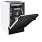 ZLINE 18 in. Tallac Series 3rd Rack Top Control Built-In Dishwasher in Black Stainless Steel with Stainless Steel Tub, 51dBa (DWV-BS-18) side, half open.