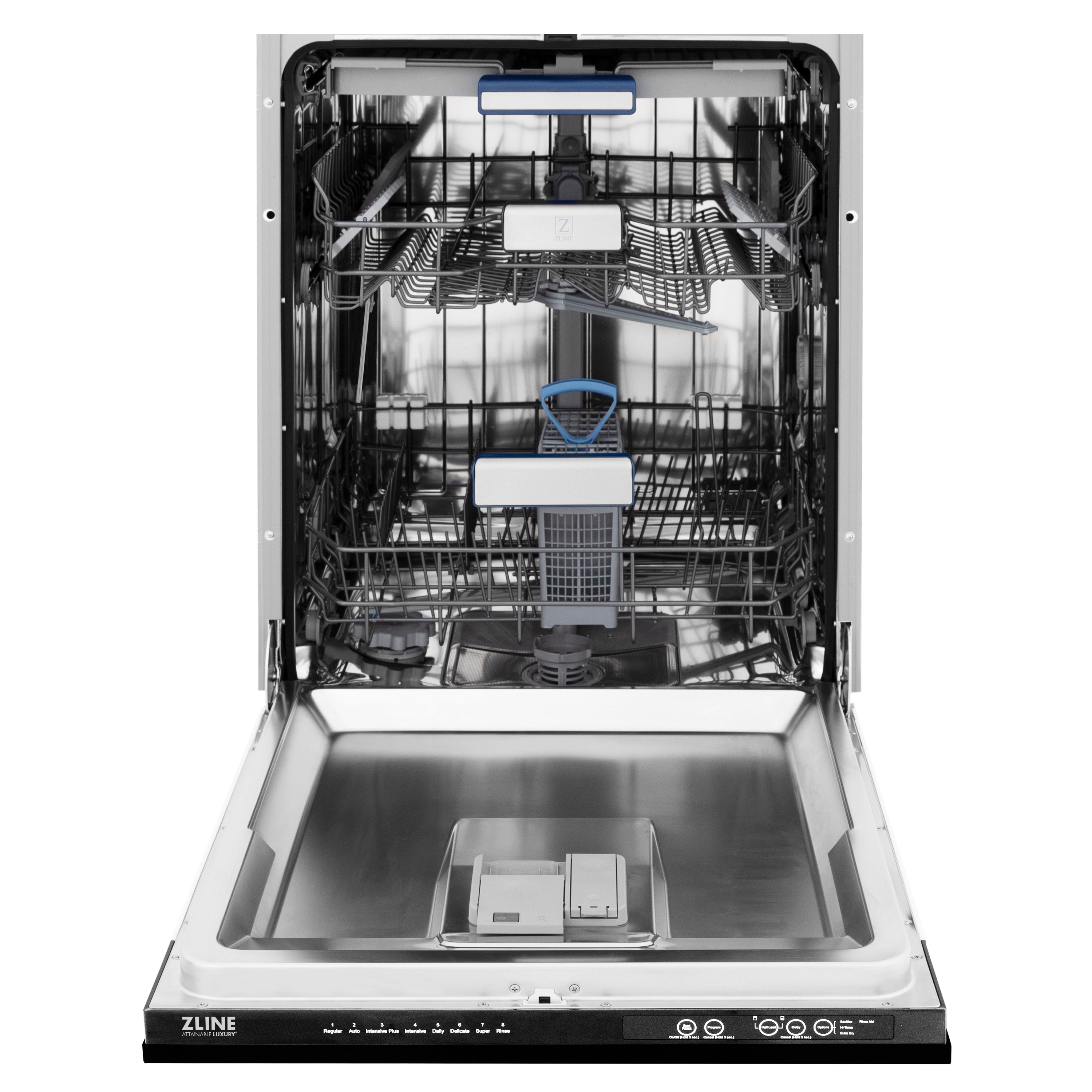 ZLINE 24" Tallac Series 3rd Rack Dishwasher with Black Stainless Steel Panel and Traditional Handle, 51dBa (DWV-BS-24)