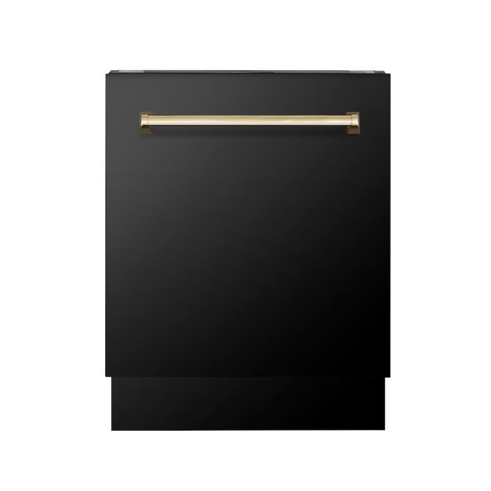 ZLINE 24 in. Tallac Series 3rd Rack Tall Tub Dishwasher in Black Stainless Steel with Stainless Steel Tub, 51dBa (DWV-BS-24)