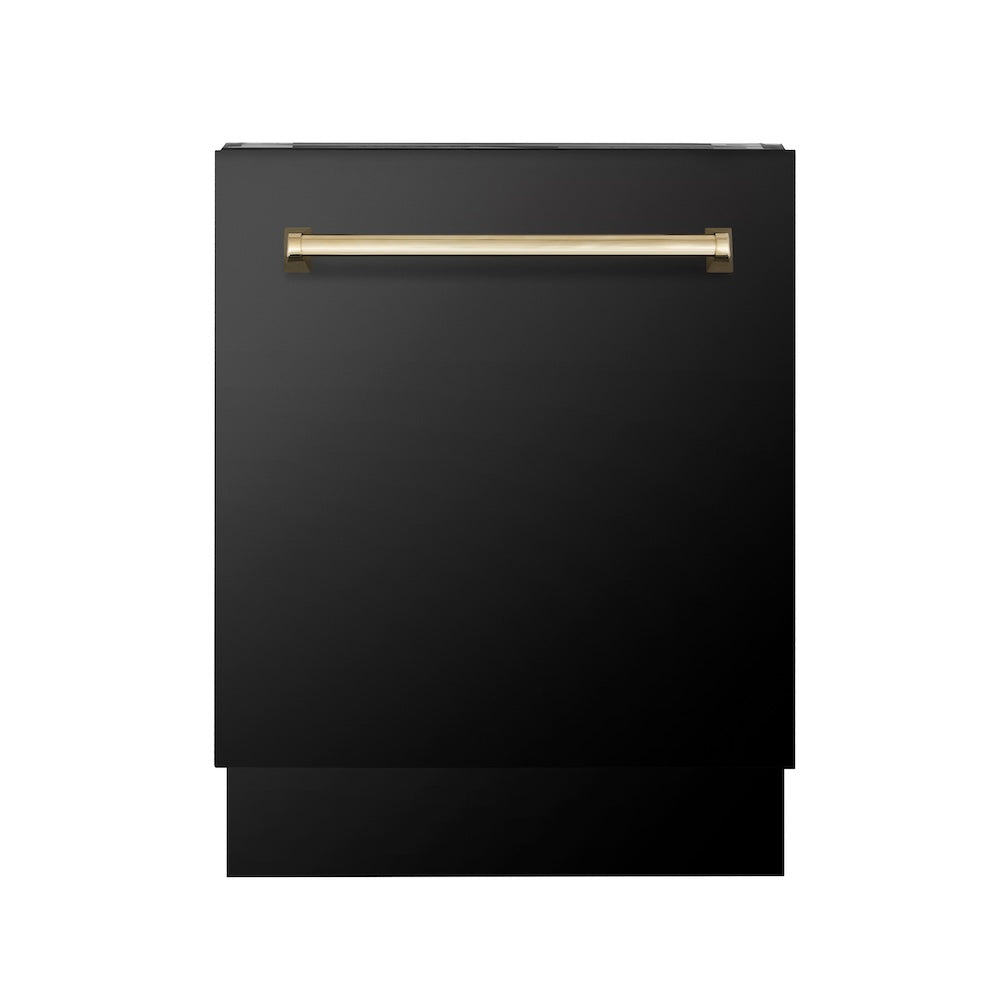 ZLINE 24 in. Tallac Series 3rd Rack Tall Tub Dishwasher in Black Stainless Steel with Stainless Steel Tub, 51dBa (DWV-BS-24)