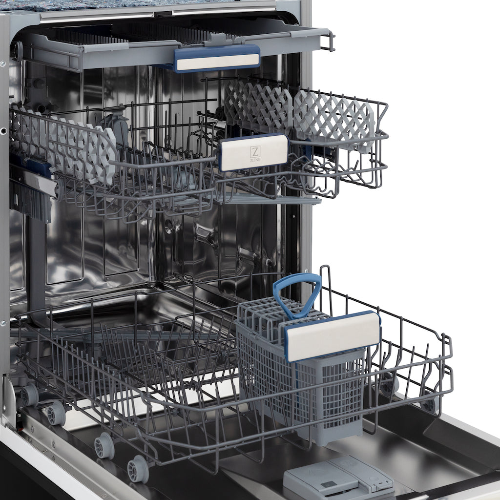 ZLINE Autograph Edition 18 in. Tallac Series 3rd Rack Top Control Built-In Dishwasher in Black Stainless Steel with Champagne Bronze Handle, 51dBa (DWVZ-BS-18-CB)