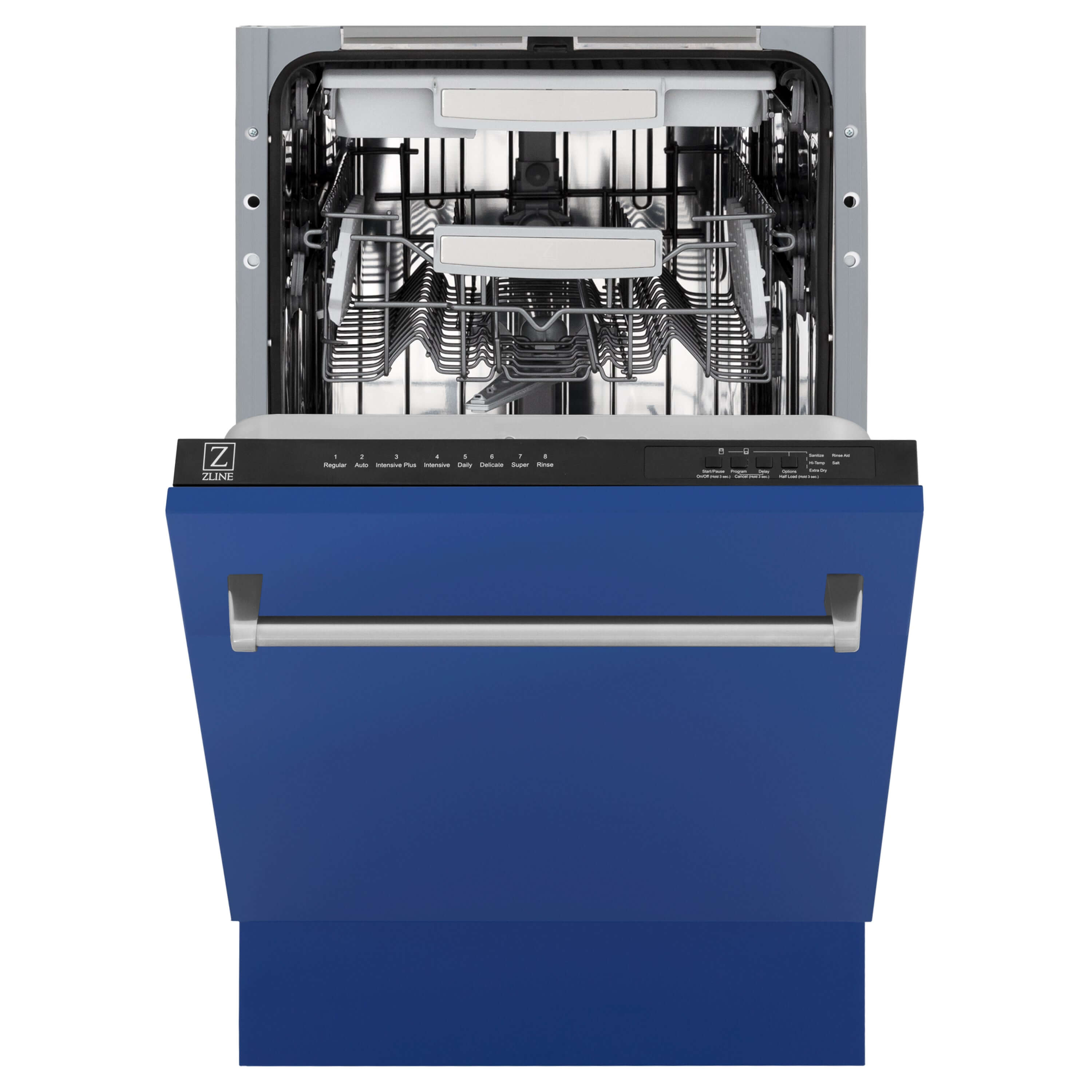 ZLINE 18 in. Tallac Series 3rd Rack Top Control Built-In Dishwasher in Blue Matte with Stainless Steel Tub, 51dBa (DWV-BM-18)