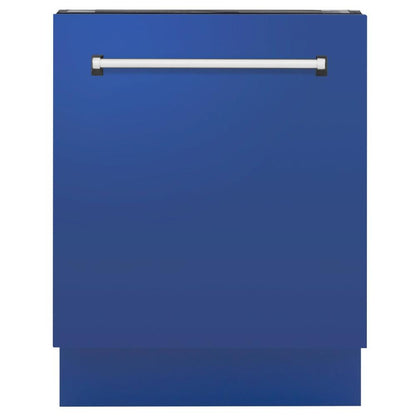 ZLINE 24 in. Tallac Series 3rd Rack Tall Tub Dishwasher in Blue Matte with Stainless Steel Tub, 51dBa (DWV-BM-24) 
