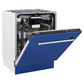 ZLINE 24 in. Tallac Series 3rd Rack Tall Tub Dishwasher in Blue Matte with Stainless Steel Tub, 51dBa (DWV-BM-24) side, half open.