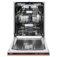 ZLINE 24 in. Tallac Series 3rd Rack Tall Tub Dishwasher in Copper with Stainless Steel Tub, 51dBa (DWV-C-24) front, open.