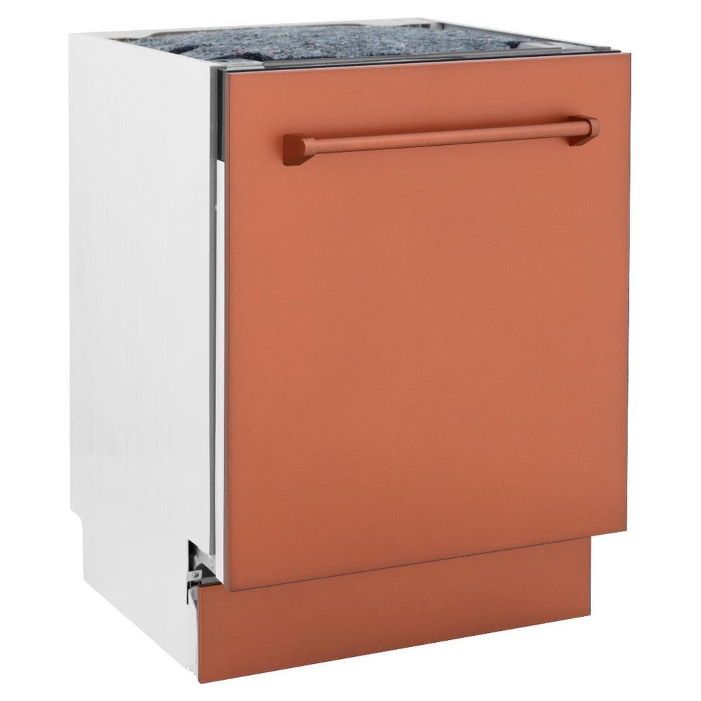ZLINE 24 in. Tallac Series 3rd Rack Tall Tub Dishwasher in Copper with Stainless Steel Tub, 51dBa (DWV-C-24) side, closed.