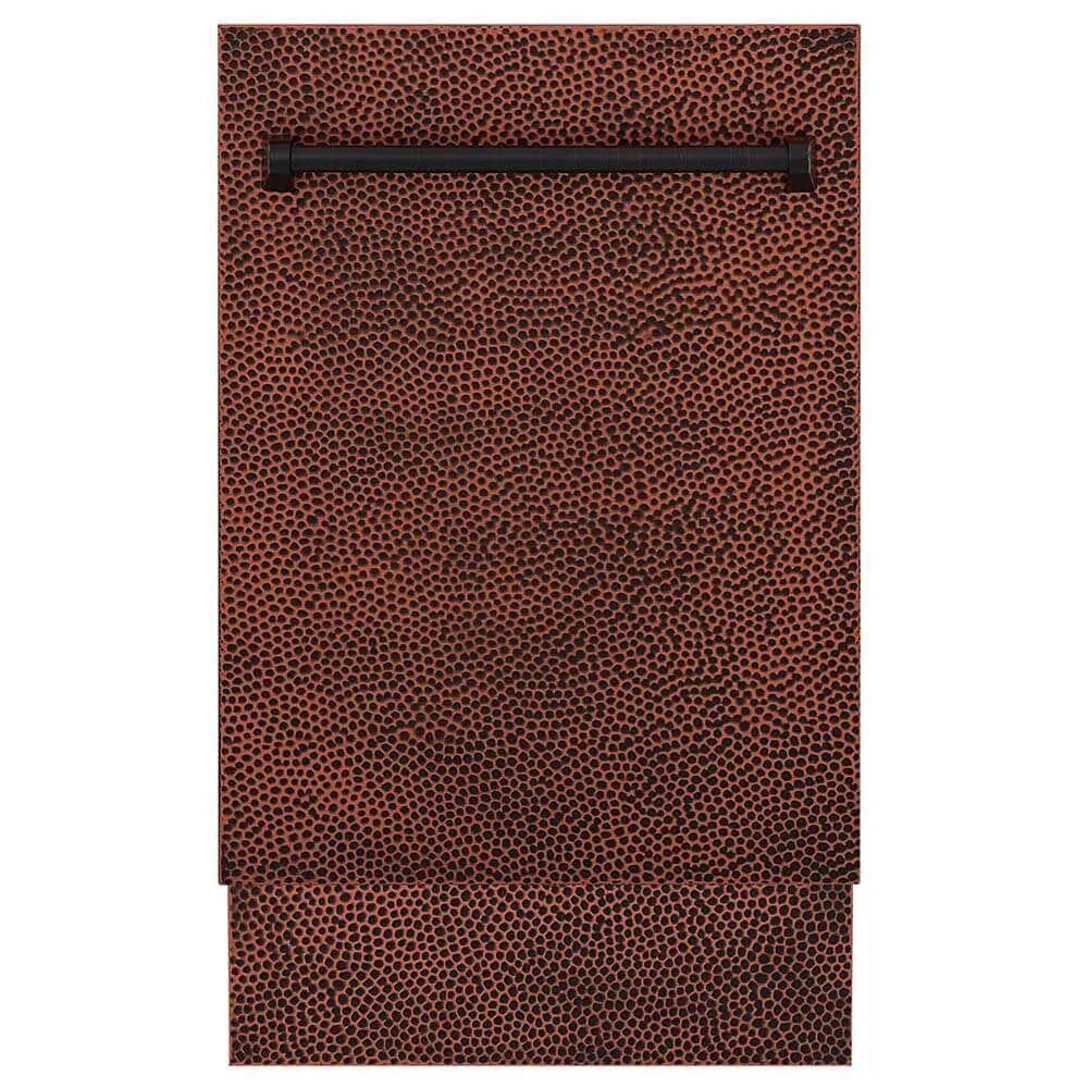 ZLINE 18 in. Tallac Series 3rd Rack Top Control Built-In Dishwasher in Hand Hammered Copper with Stainless Steel Tub, 51dBa (DWV-HH-18) 