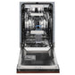 ZLINE 18 in. Tallac Series 3rd Rack Top Control Built-In Dishwasher in Hand Hammered Copper with Stainless Steel Tub, 51dBa (DWV-HH-18) front, open.