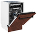 ZLINE 18 in. Tallac Series 3rd Rack Top Control Built-In Dishwasher in Hand Hammered Copper with Stainless Steel Tub, 51dBa (DWV-HH-18) side, half open.