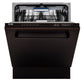 ZLINE 24 in. Tallac Series 3rd Rack Tall Tub Dishwasher in Oil Rubbed Bronze with Stainless Steel Tub, 51dBa (DWV-ORB-24) front, half open.