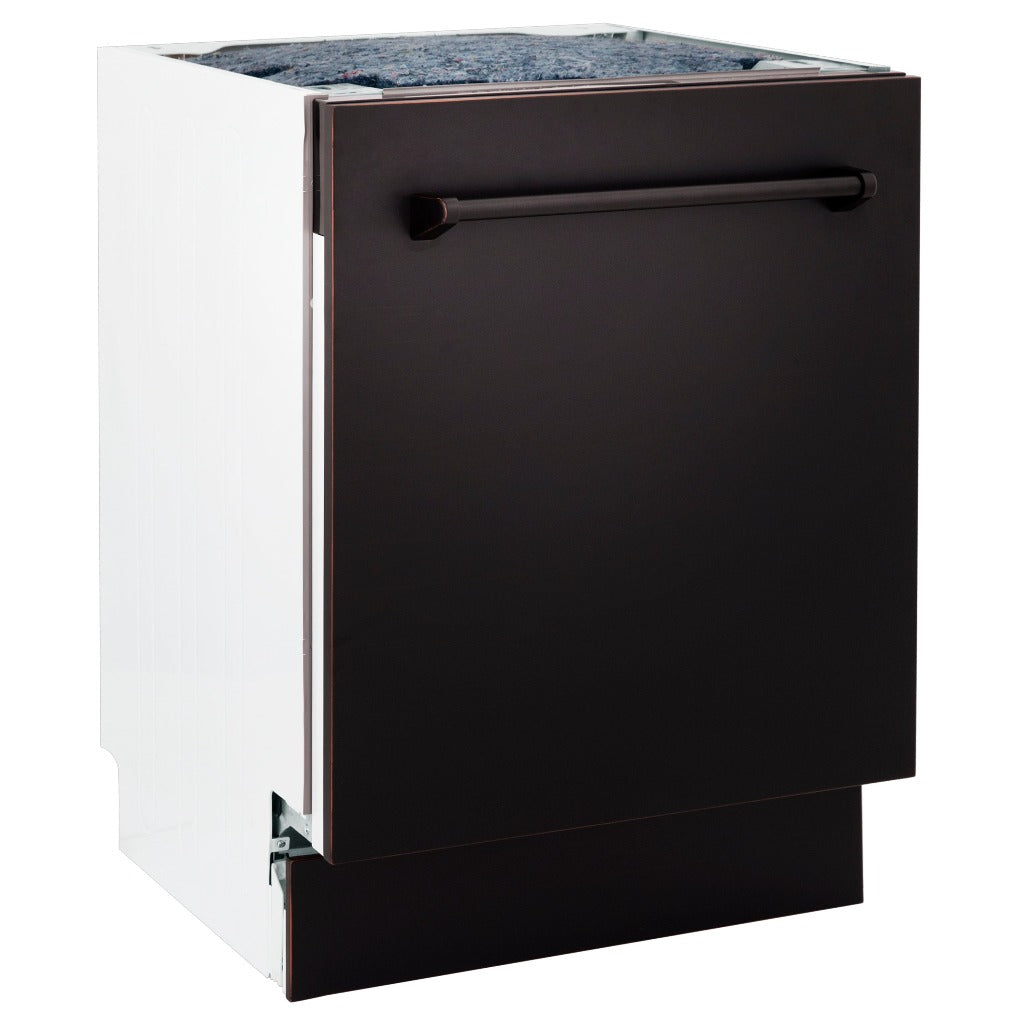 ZLINE 24 in. Tallac Series 3rd Rack Tall Tub Dishwasher in Oil Rubbed Bronze with Stainless Steel Tub, 51dBa (DWV-ORB-24)