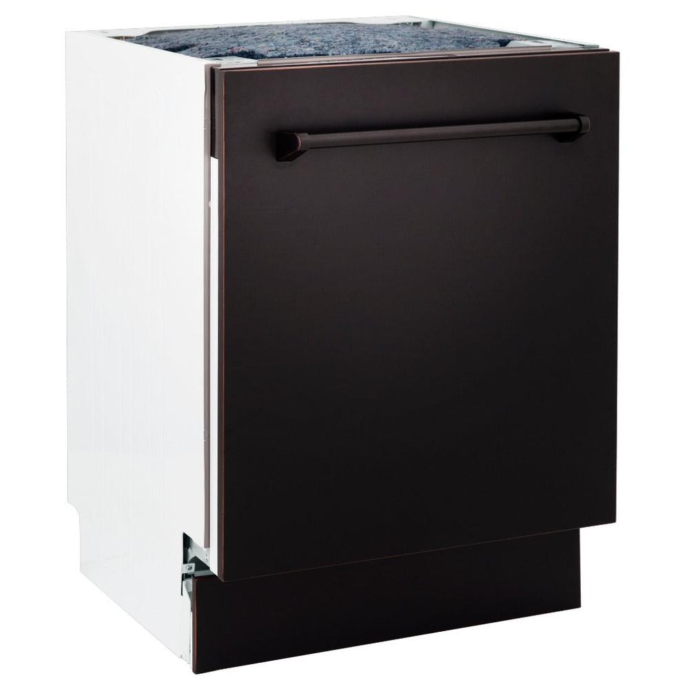 ZLINE 24 in. Tallac Series 3rd Rack Tall Tub Dishwasher in Oil Rubbed Bronze with Stainless Steel Tub, 51dBa (DWV-ORB-24) 