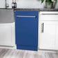 ZLINE 18 in. Tallac Series 3rd Rack Top Control Built-In Dishwasher in Blue Matte with Stainless Steel Tub, 51dBa (DWV-BM-18) built-in to white cabinets with granite countertops in a luxury kitchen.