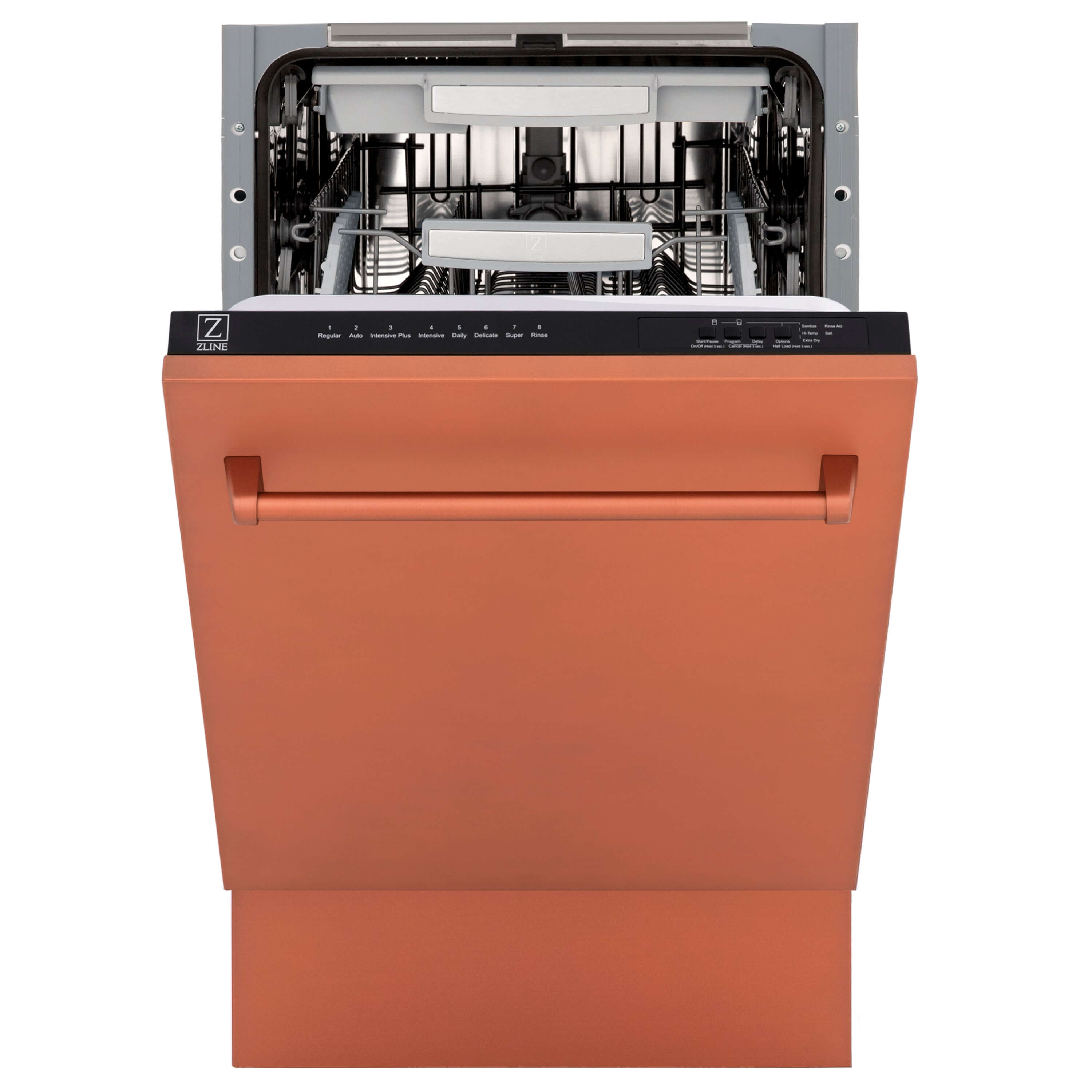 ZLINE 18 in. Tallac Series 3rd Rack Top Control Dishwasher in a Stainless Steel Tub with Copper Panel, 51dBa (DWV-C-18)