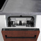 ZLINE 18 in. Tallac Series 3rd Rack Top Control Built-In Dishwasher in Hand Hammered Copper with Stainless Steel Tub, 51dBa (DWV-HH-18) built-in to cabinets in a luxury kitchen.