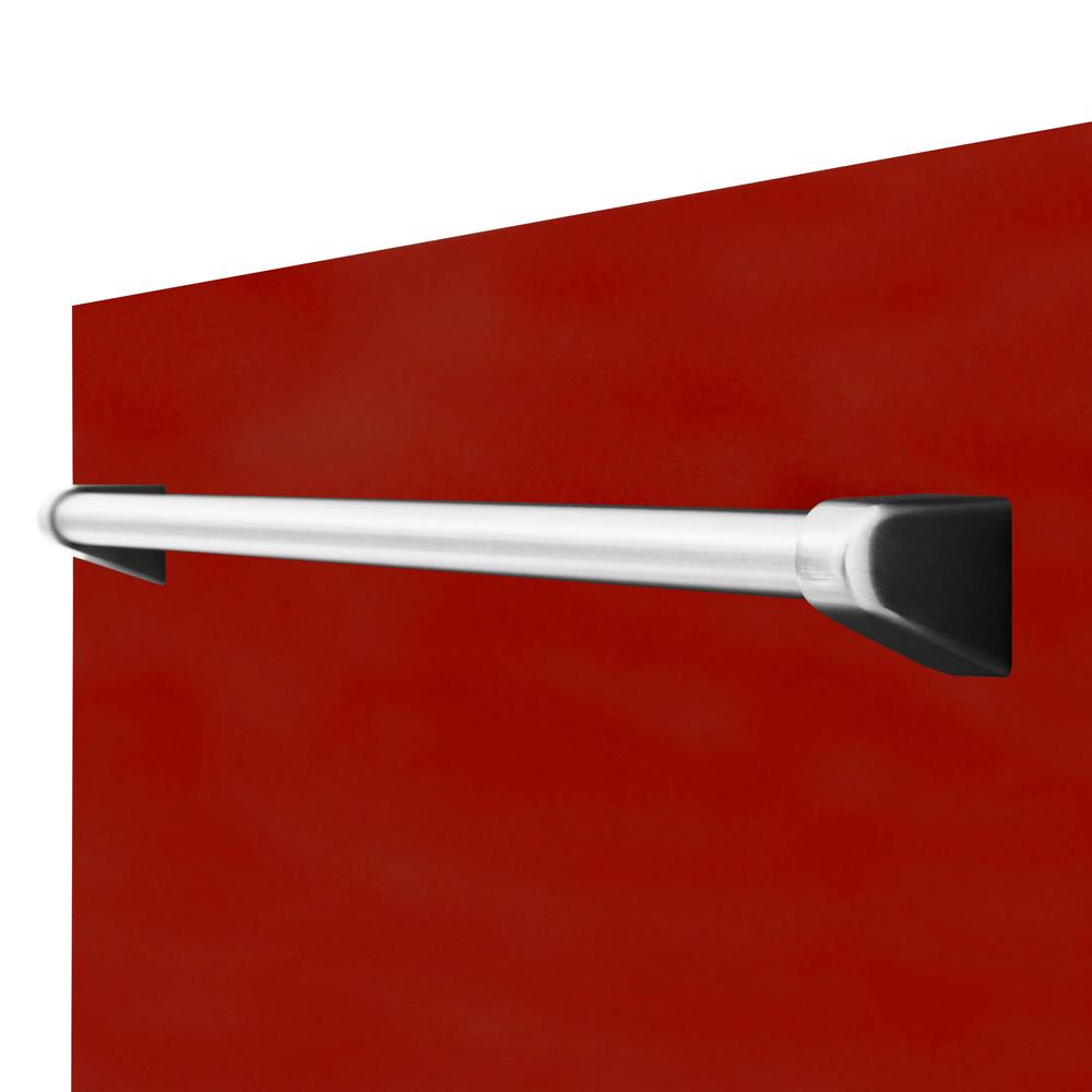 ZLINE 18 in. Tallac Series 3rd Rack Top Control Built-In Dishwasher in Red Gloss with Stainless Steel Tub, 51dBa (DWV-RG-18) close-up, handle.