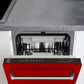 ZLINE 18 in. Tallac Series 3rd Rack Top Control Built-In Dishwasher in Red Gloss with Stainless Steel Tub, 51dBa (DWV-RG-18) built-in to cabinets in a luxury kitchen.