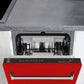 ZLINE 18 in. Tallac Series 3rd Rack Top Control Built-In Dishwasher in Red Matte with Stainless Steel Tub, 51dBa (DWV-RM-18) built-in to cabinets in a luxury kitchen.