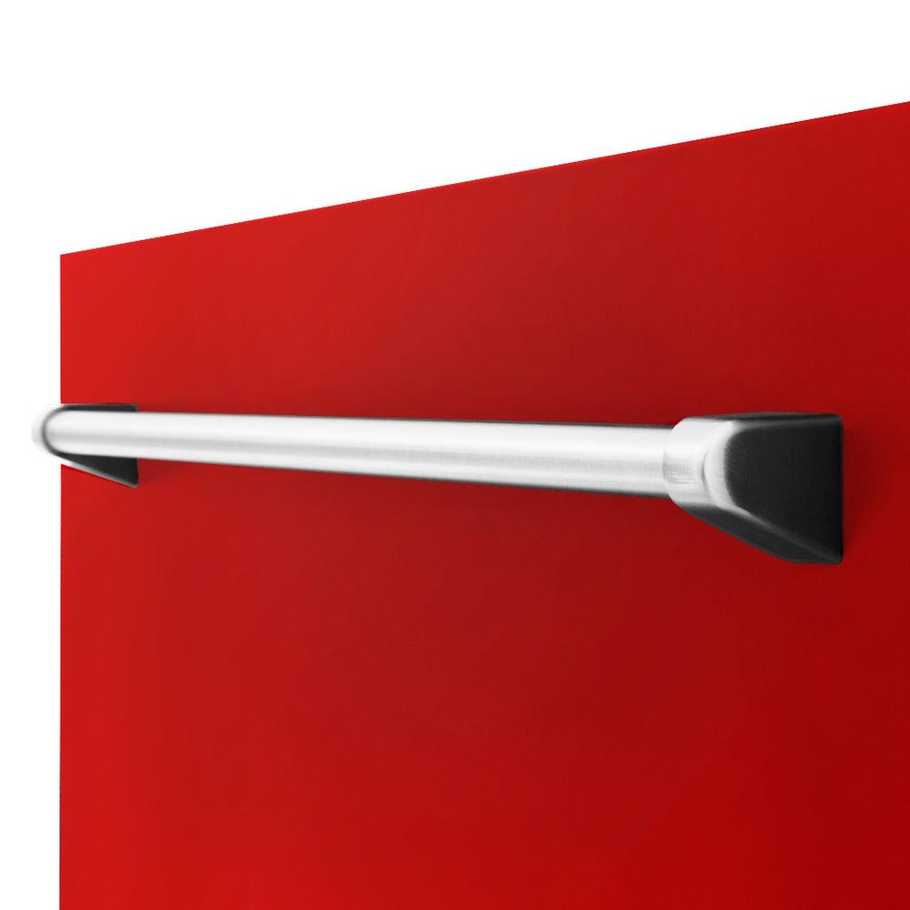 ZLINE 24 in. Tallac Series 3rd Rack Tall Tub Dishwasher in Red Matte with Stainless Steel Tub, 51dBa (DWV-RM-24) close-up, handle.
