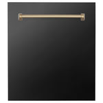 ZLINE Autograph Edition 24 in. Tallac Dishwasher Panel in Black Stainless Steel with Accent Handle (DPVZ-BS-24)