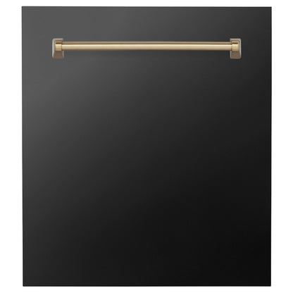 ZLINE Autograph Edition 24 in. Tallac Dishwasher Panel in Black Stainless Steel with Accent Handle (DPVZ-BS-24)