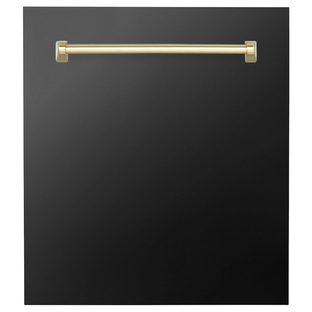 ZLINE Autograph Edition 24 in. Tallac Dishwasher Panel in Black Stainless Steel with Accent Handle (DPVZ-BS-24)