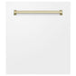 ZLINE Autograph Edition 24 in. Tallac Dishwasher Panel in White Matte with Accented Handle (DPVZ-WM-24) Gold
