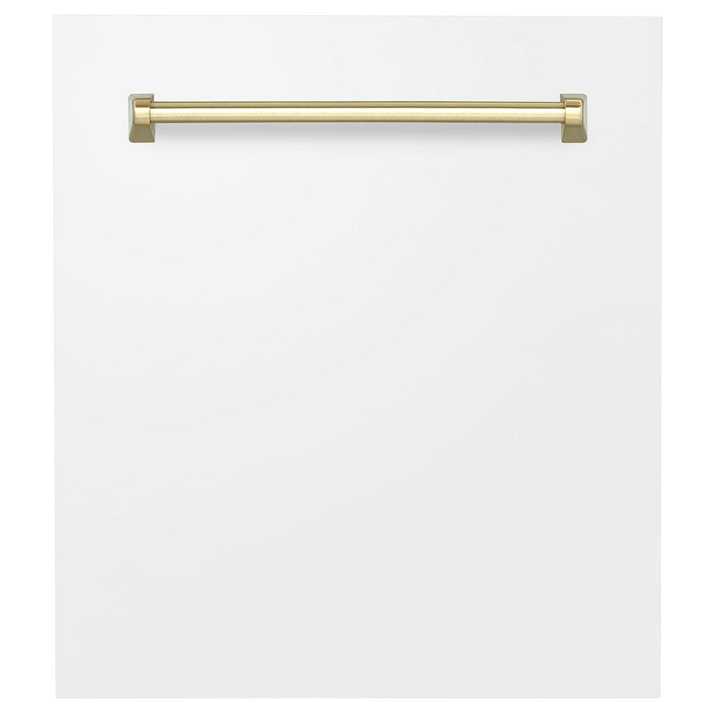 ZLINE Autograph Edition 24 in. Tallac Dishwasher Panel in White Matte with Accented Handle (DPVZ-WM-24) Gold