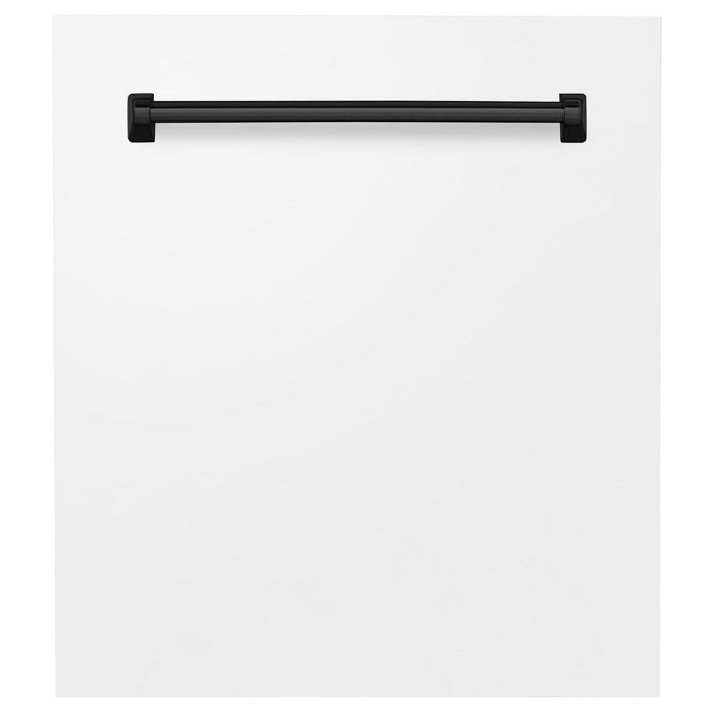 ZLINE Autograph Edition 24 in. Tallac Dishwasher Panel in White Matte with Accented Handle (DPVZ-WM-24) Matte Black