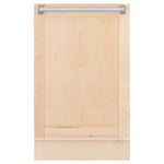 ZLINE 18 in. Tallac Series 3rd Rack Top Control Built-In Dishwasher in Unfinished Wood and Traditional Handle, 51dBa (DWV-UF-18) front, with kickplate.